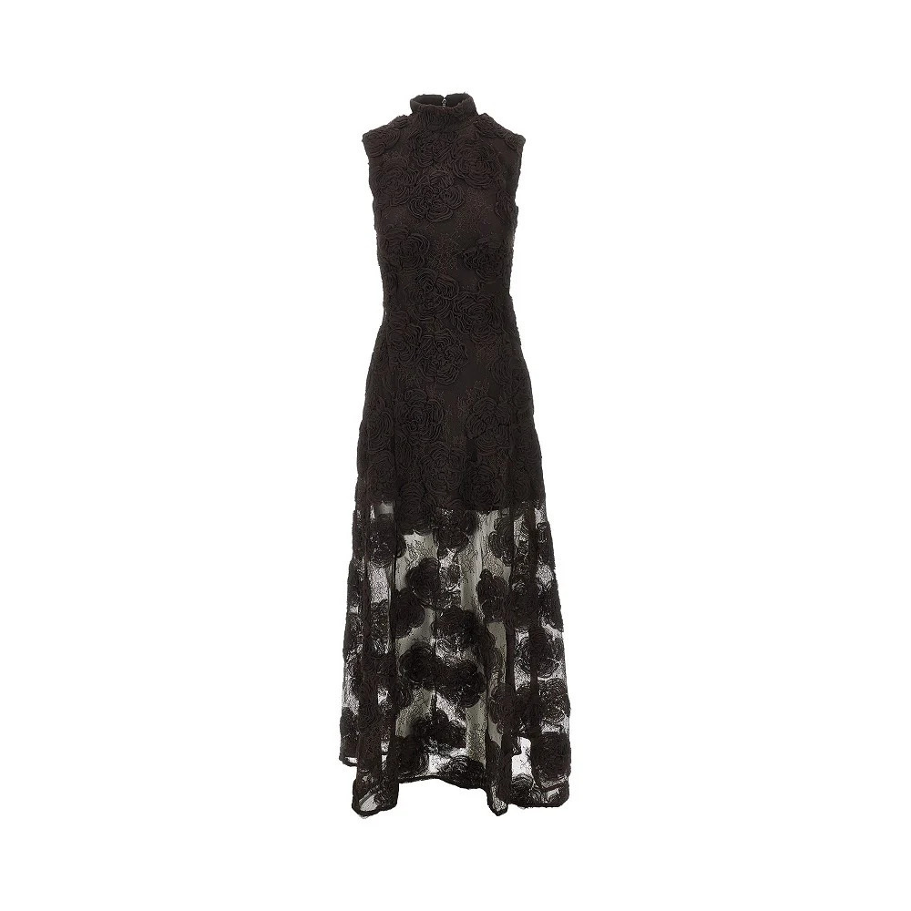 Rotate 3D Floral Lace Long Dress